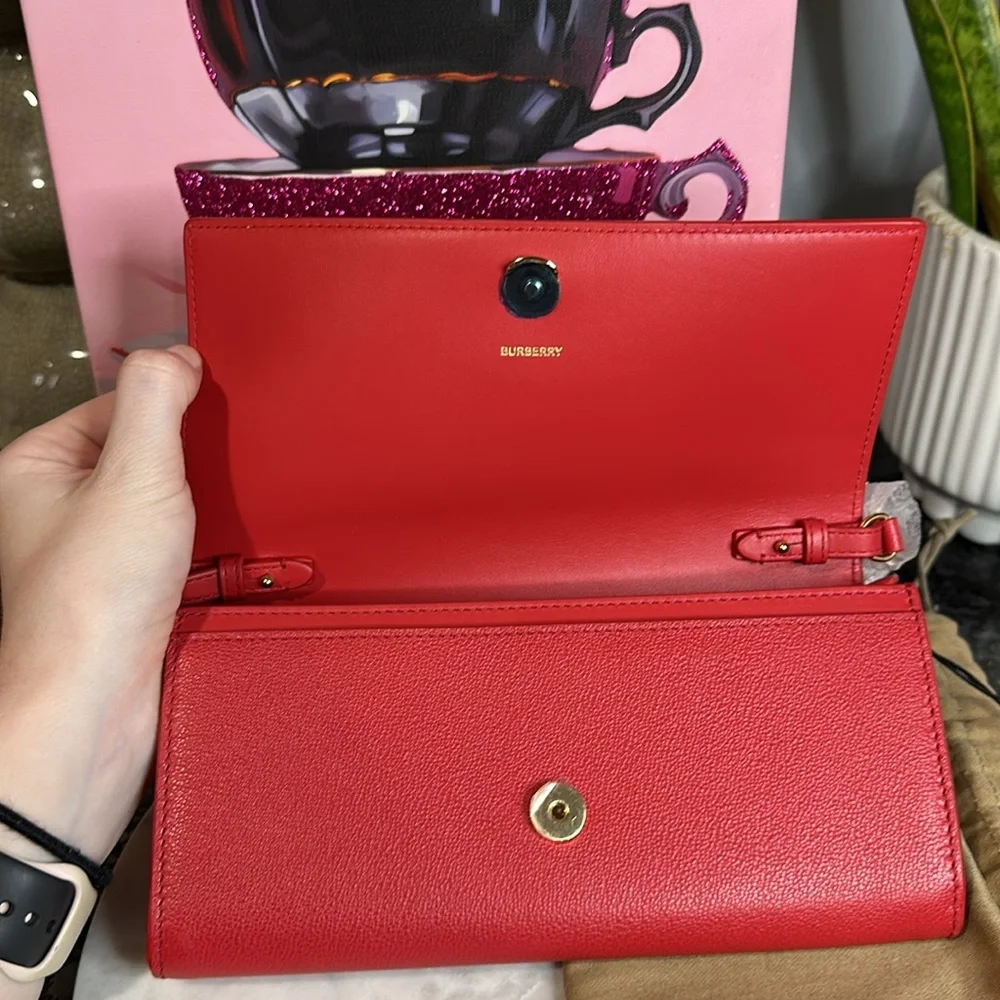 Burberry Logo Embossed Leather Crossbody Wallet